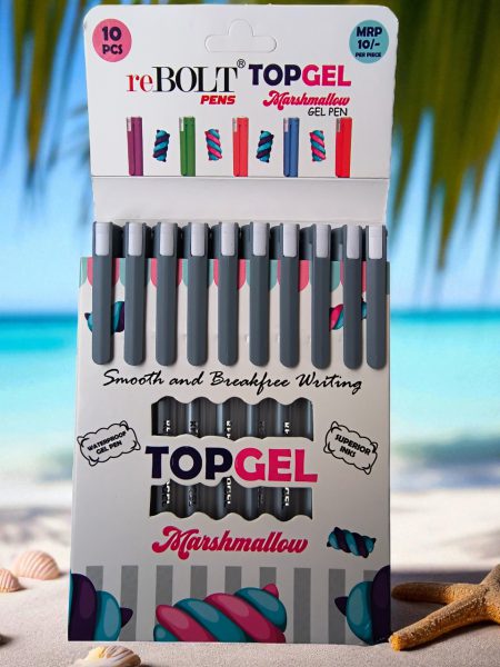 Rebolt Top Gel Marshmallow Pen - Black(Pack of 10)
