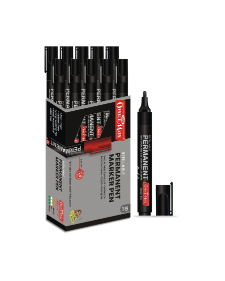 Officemate Permanent Marker-Black(Pack of 10)