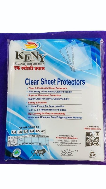 KENY A4 Sheet Protector- Low Thickness(Pack of 100)